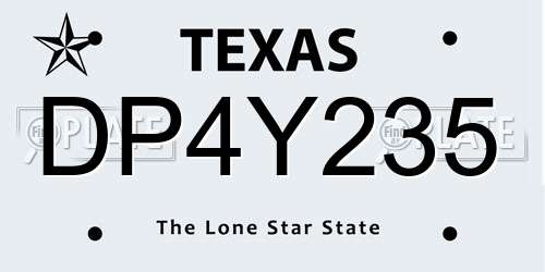 DP4Y235 Texas License Plate