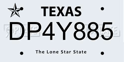 DP4Y885 Texas License Plate