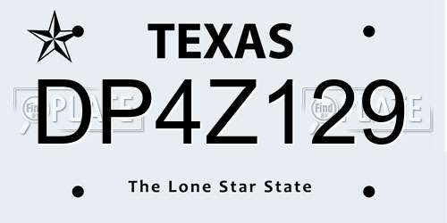 DP4Z129 Texas License Plate