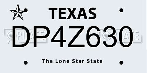 DP4Z630 Texas License Plate
