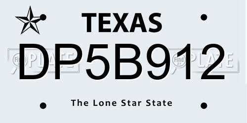 DP5B912 Texas License Plate