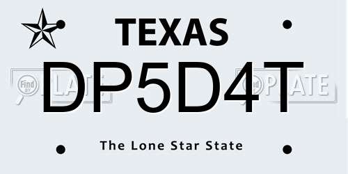 DP5D4T Texas License Plate