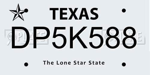 DP5K588 Texas License Plate