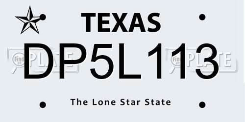 DP5L113 Texas License Plate