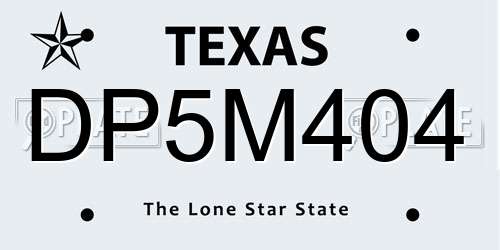 DP5M404 Texas License Plate