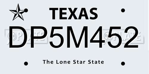 DP5M452 Texas License Plate