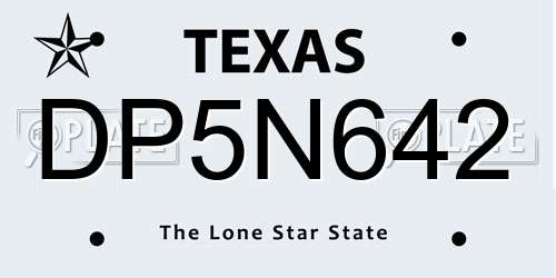 DP5N642 Texas License Plate