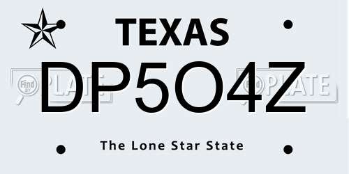 DP5O4Z Texas License Plate