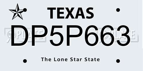 DP5P663 Texas License Plate