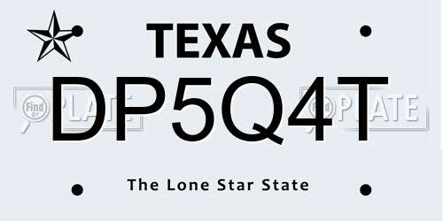 DP5Q4T Texas License Plate