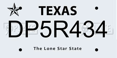 DP5R434 Texas License Plate