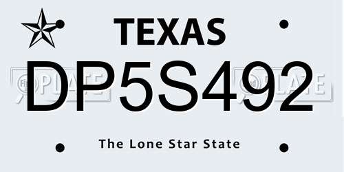 DP5S492 Texas License Plate