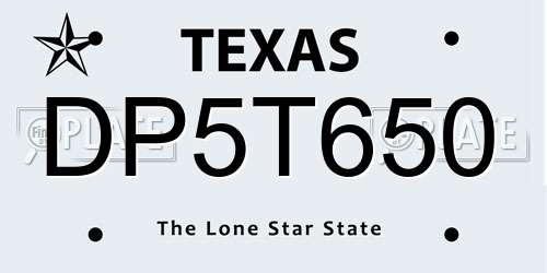 DP5T650 Texas License Plate
