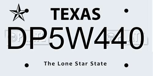 DP5W440 Texas License Plate