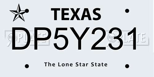 DP5Y231 Texas License Plate