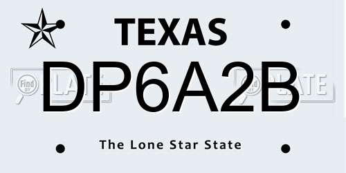 DP6A2B Texas License Plate