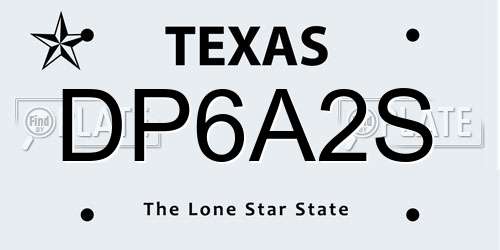 DP6A2S Texas License Plate