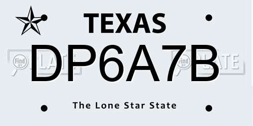 DP6A7B Texas License Plate