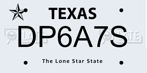 DP6A7S Texas License Plate
