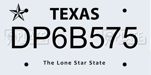 DP6B575 Texas License Plate