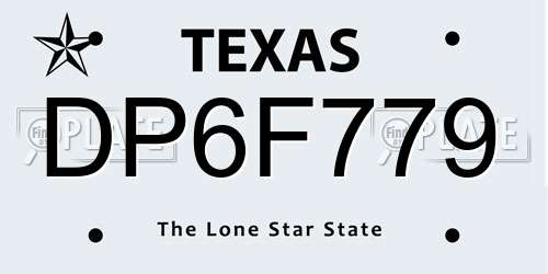 DP6F779 Texas License Plate