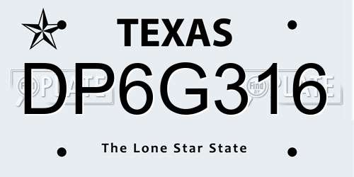 DP6G316 Texas License Plate