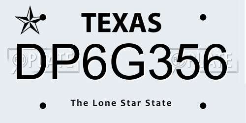 DP6G356 Texas License Plate