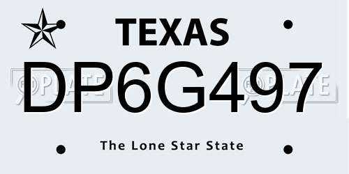 DP6G497 Texas License Plate