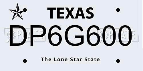 DP6G600 Texas License Plate