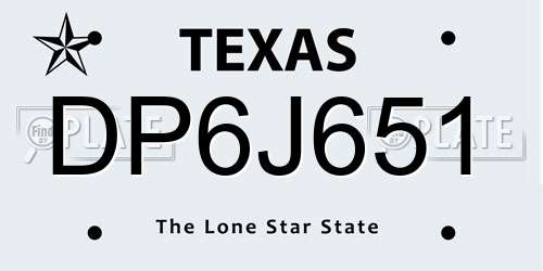DP6J651 Texas License Plate