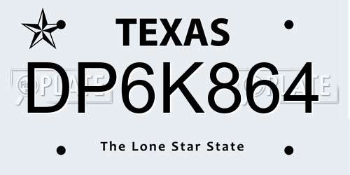 DP6K864 Texas License Plate