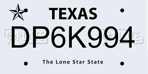 DP6K994 Texas License Plate