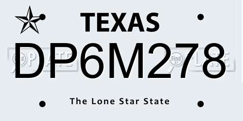 DP6M278 Texas License Plate