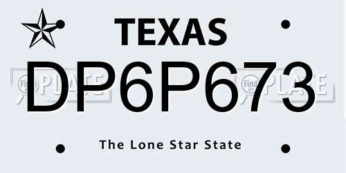 DP6P673 Texas License Plate