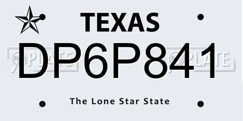 DP6P841 Texas License Plate