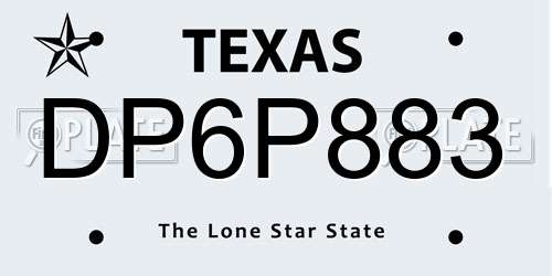 DP6P883 Texas License Plate