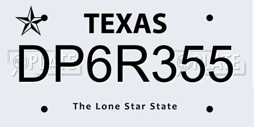 DP6R355 Texas License Plate