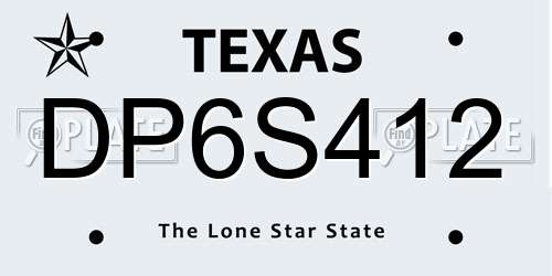 DP6S412 Texas License Plate