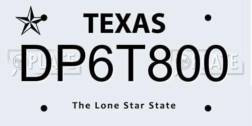 DP6T800 Texas License Plate