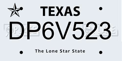 DP6V523 Texas License Plate