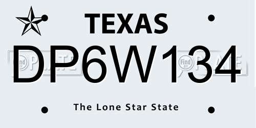 DP6W134 Texas License Plate