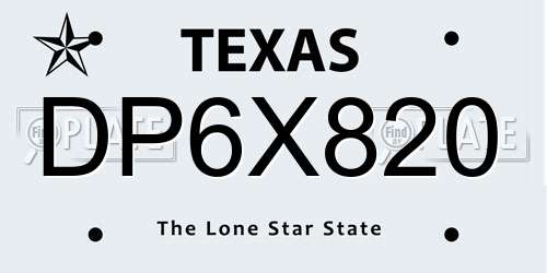 DP6X820 Texas License Plate