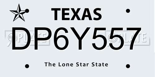 DP6Y557 Texas License Plate