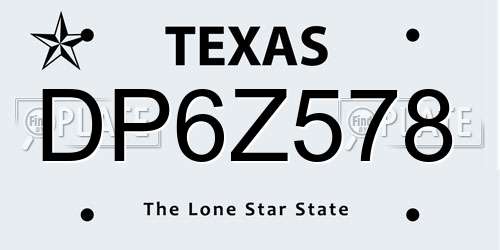 DP6Z578 Texas License Plate