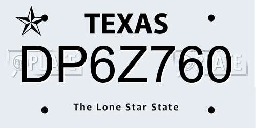 DP6Z760 Texas License Plate