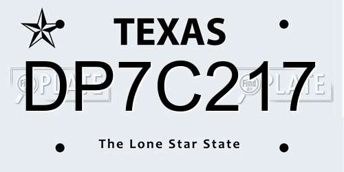 DP7C217 Texas License Plate