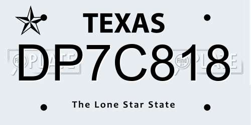 DP7C818 Texas License Plate