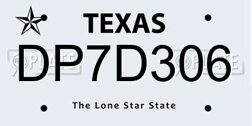 DP7D306 Texas License Plate