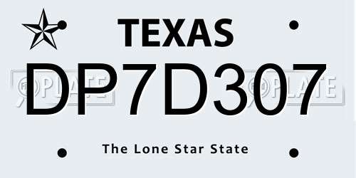 DP7D307 Texas License Plate