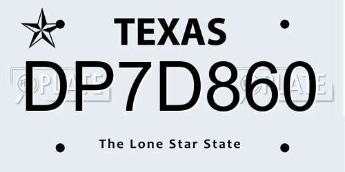 DP7D860 Texas License Plate